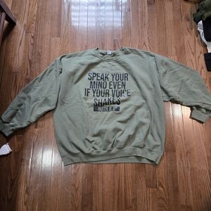 Gildan Olive Green Crewneck Sweatshirt with Motivational Graphic
